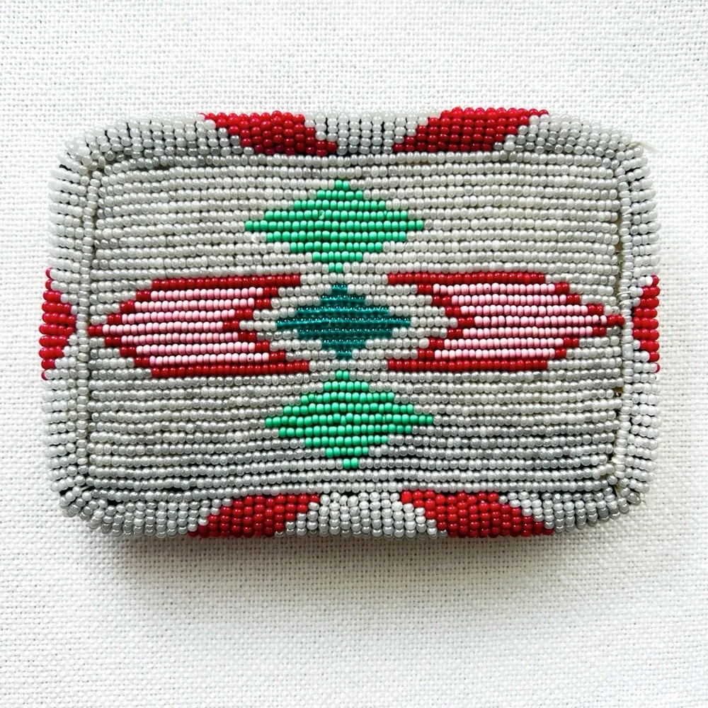 VINTAGE Beaded XL Southwestern Western Belt Buckle Unisex Native Cowboy